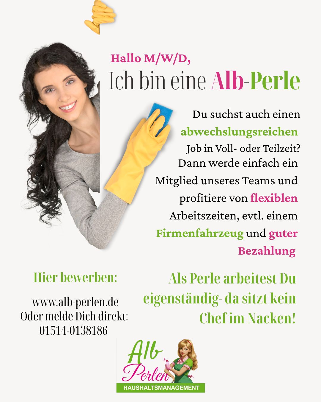 Jobanzeige in Flyerform. Bunt und ansprechend